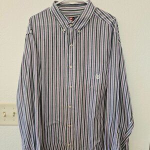 CHAPS Men's XXL Shirt Purple and Gray Stripes Button Down Long Sleeves
